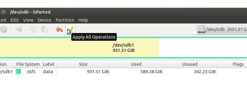 GParted - spuštění všech operací